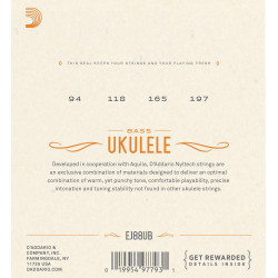 D'Addario EJ88UB Nyltech Ukulele Strings, Bass