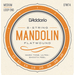 D'Addario EFW74 Flatwound Mandolin Strings, Phosphor Bronze, Medium, 11-36