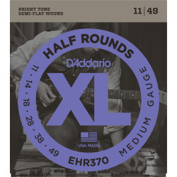 D'Addario EHR370 Half Round Electric Guitar Strings, Medium, 11-49