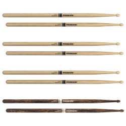 ProMark Rebound 5A Hickory Drumstick, Acorn Wood Tip, FireGrain Bonus 4-Pack