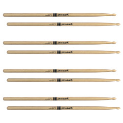 ProMark Classic Forward 7A Hickory Drumstick, Oval Wood Tip, 4-Pack