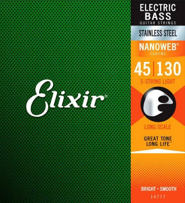 Cordes Elixir 14202 - 45 130 - Acier plaquées Nickel - Basse 5 cordes - Nanoweb