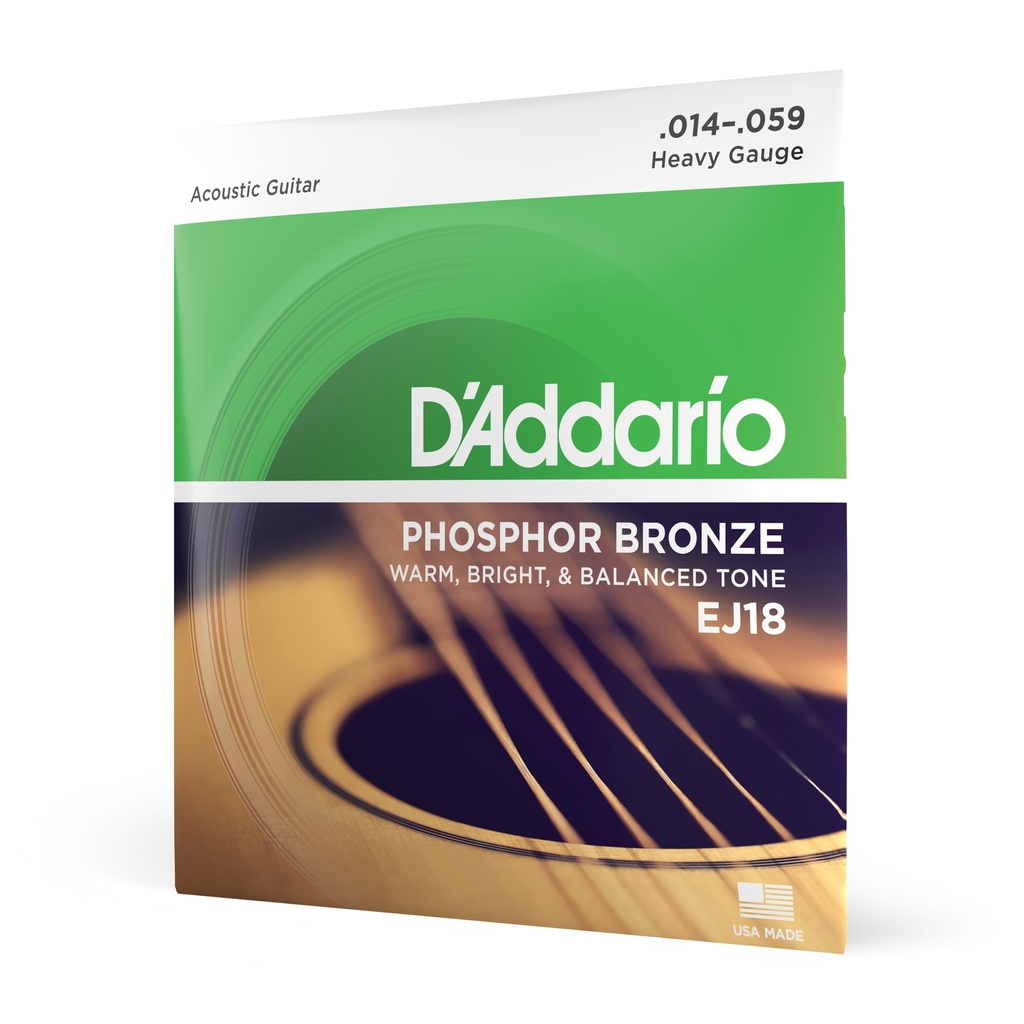 D'Addario Cordes en Bronze Phosphoreux pour Guitare Acoustique D'Addario EJ18 Heavy 14-59 1-Jeux