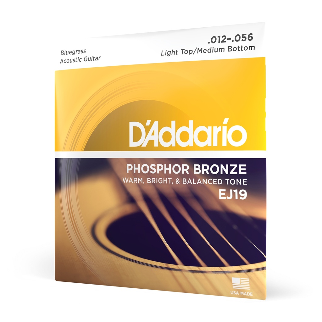 D'Addario Cordes en bronze phosphoreux pour guitare acoustique D'Addario EJ19, Bluegrass, 12-56