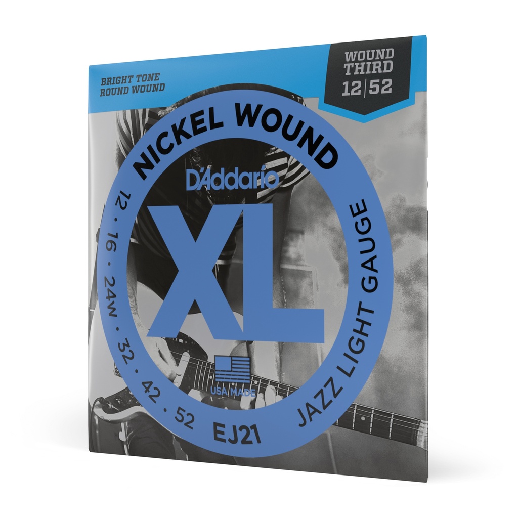 D'Addario EJ21 Nickel Wound Electric Guitar Strings, Jazz Light, 12-52