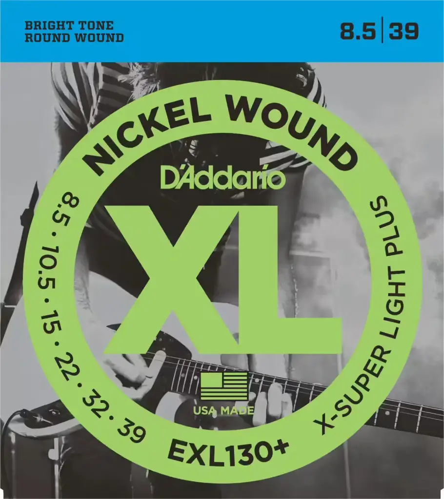 D'Addario Cordes en nickel pour guitare électrique D'Addario EXL130+, Extra Super Light Plus, 8.5-39