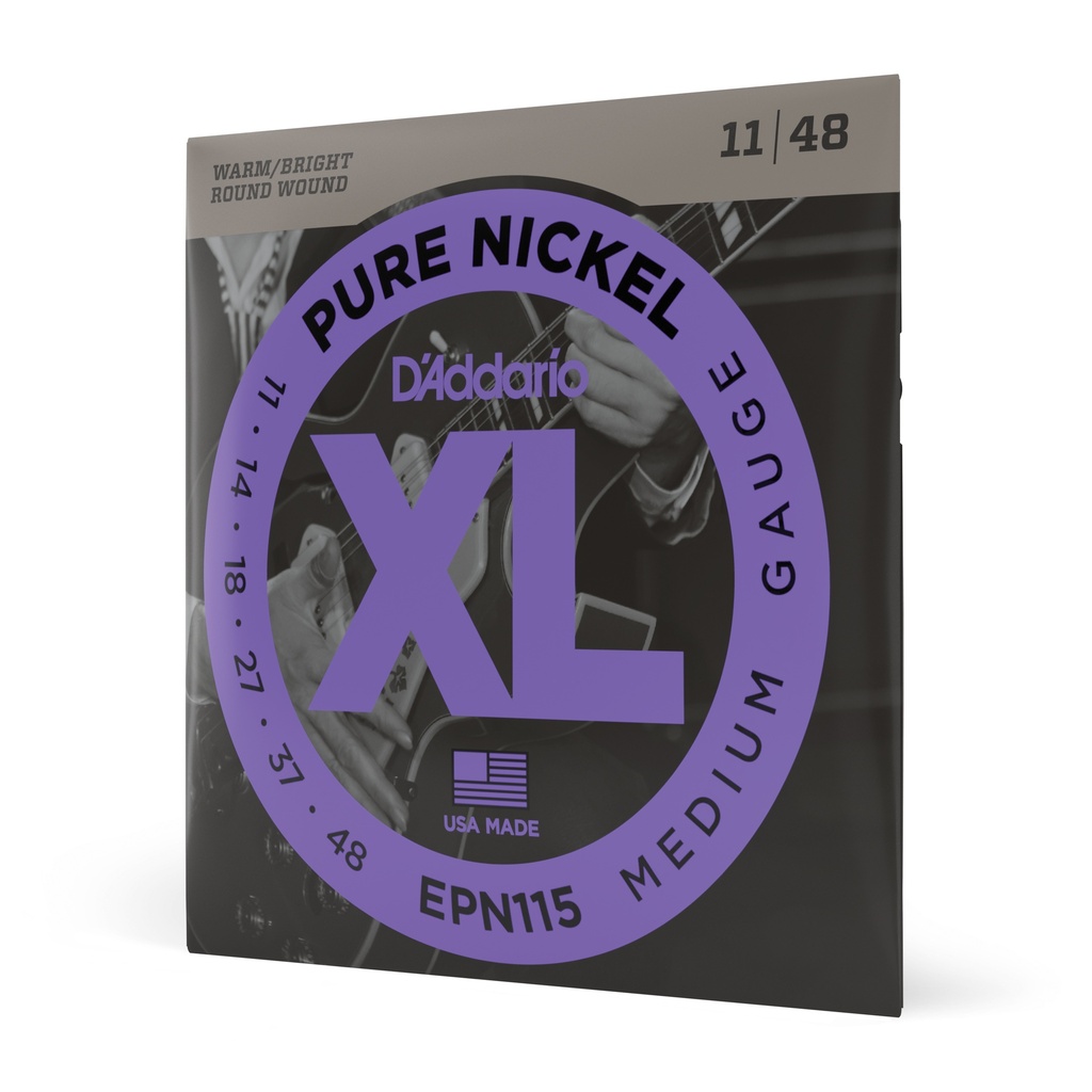 D'Addario Cordes en nickel pur pour guitare électrique D'Addario EPN115, Blues/Jazz Rock, 11-48