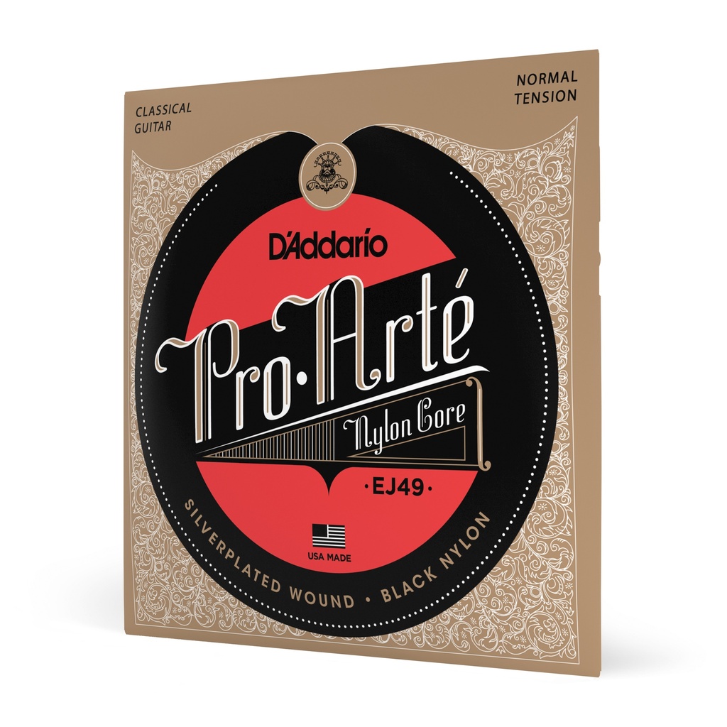 D'Addario EJ49 Pro-Arte Black Nylon Classical Guitar Strings, Normal Tension