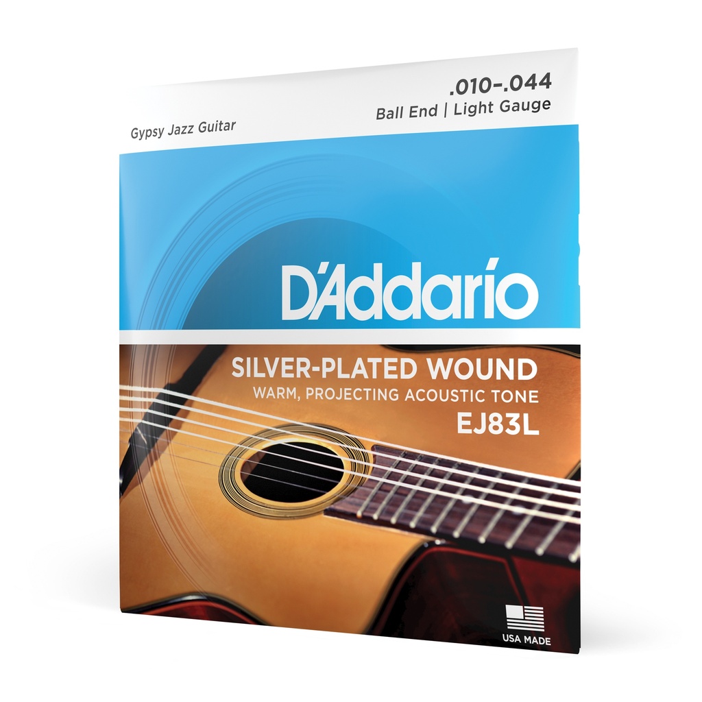 D'Addario Cordes pour guitare acoustique jazz manouche D'Addario EJ83L, extrémité à boule, Light, 10-44