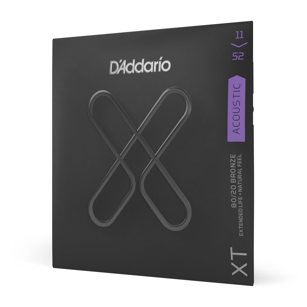 D'Addario XTABR1152 XT 80/20 Bronze Acoustic Guitar Strings, Custom Light, 11-52