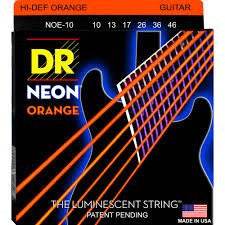 DR Handmade Strings - Cordes De Guitare Électrique À Revêtement Orange Fluo, Medium (10-46)