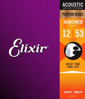 Elixir 11052 Light Acoustic 80/20 Bronze With Nanoweb Coating
