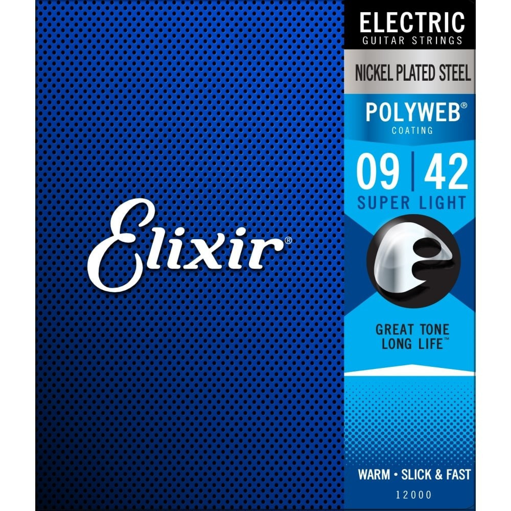 Elixir 12000 Super Light  Electric Nickel Plated Steel With Polyweb Coating