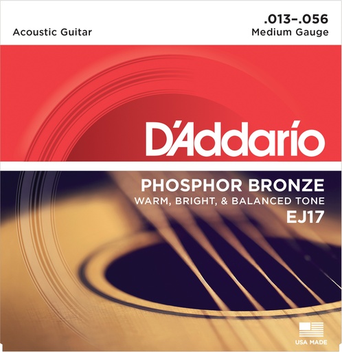 [EJ17] D'Addario EJ17 Phosphor Bronze Acoustic Guitar Strings, Medium, 13-56