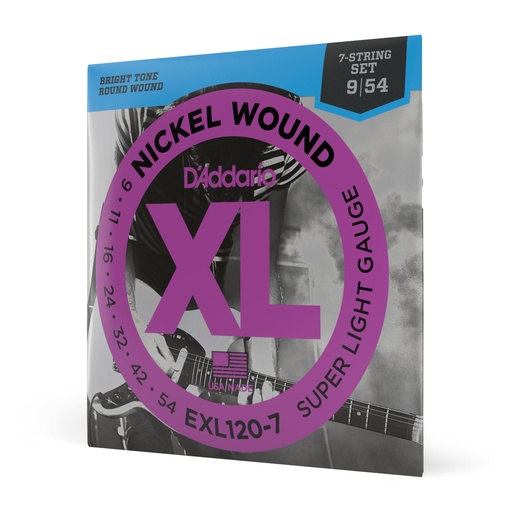 [EXL120-7] D'Addario EXL120-7 Nickel Wound 7-String Electric Guitar Strings, Super Light, 09-54