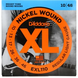 [EXL110] D'Addario Cordes en nickel pour guitare électrique D'Addario EXL110, Regular Light, 10-46, 1 Jeux