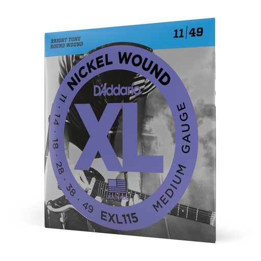 [EXL115] D'Addario Cordes en nickel pour guitare électrique D'Addario EXL115, Medium/Blues-Jazz Rock, 11-49, 1 Jeux