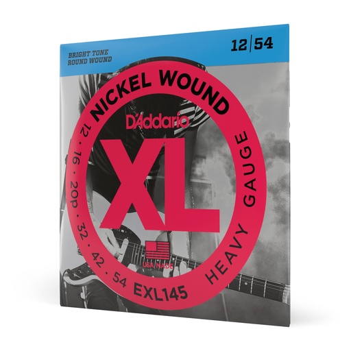 [EXL145] D'Addario EXL145 Nickel Wound Electric Guitar Strings, Heavy, 12-54 with Plain Steel 3rd