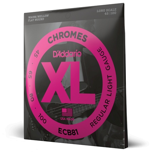 [ECB81] D'Addario ECB81 Chromes Bass Guitar Strings, Light, 45-100, Long Scale