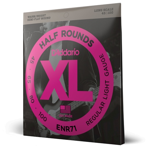 [ENR71] D'Addario ENR71 Half Round Bass Guitar Strings, Regular Light, 45-100, Long Scale