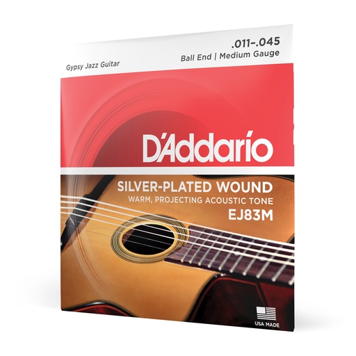 [EJ83M] D'Addario Cordes pour guitare acoustique jazz manouche D'Addario EJ83M, extrémité à boule, Medium, 11-35