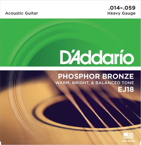 [EJ18] D'Addario EJ18 Phosphor Bronze Acoustic Guitar Strings, Heavy, 14-59