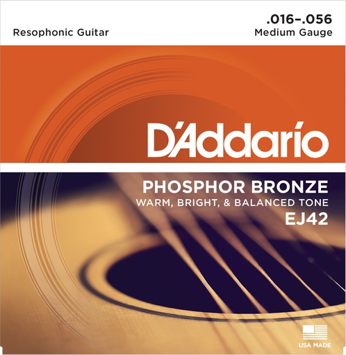 [EJ42] D'Addario EJ42 Resophonic Guitar Strings, 16-56