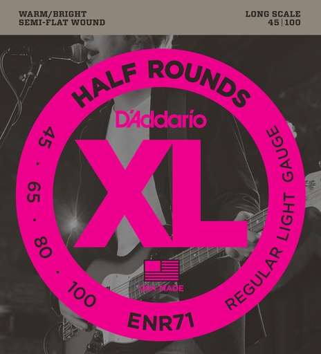 [ENR71] D'Addario ENR71 Half Round Bass Guitar Strings, Regular Light, 45-100, Long Scale