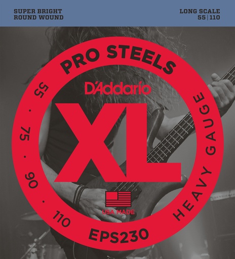 [EPS230] D'Addario EPS230 ProSteels Bass Guitar Strings, Heavy, 55-110, Long Scale