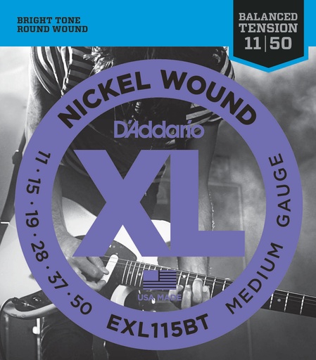 [EXL115BT] D'Addario EXL115BT Nickel Wound Electric Guitar Strings, Balanced Tension Medium, 11-50
