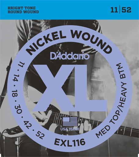 [EXL116] D'Addario EXL116 Nickel Wound Electric Guitar Strings, Medium Top/Heavy Bottom, 11-52