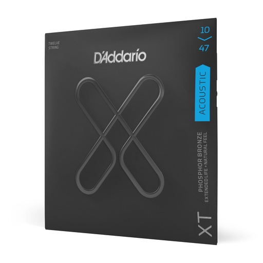 D'Addario XTAPB1047-12 XT Phosphor Bronze Acoustic Guitar Strings, 12-String Light, 10-47