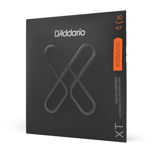 [XTABR1047] D'Addario XTABR1047 XT 80/20 Bronze Acoustic Guitar Strings, Extra Light, 10-47