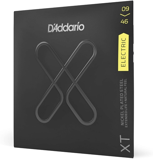 [XTE0946] D'Addario XTE0946 XT Electric Nickel Plated Steel Electric Guitar Strings, Super Light Top/Regular Bottom, 09-46