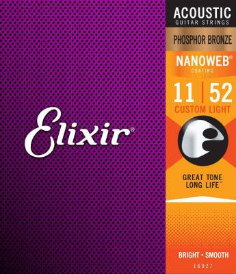 [11027] Elixir 11027 Custom Light Acoustic 80/20 Bronze With Nanoweb Coating