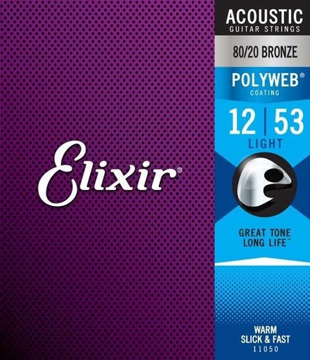[11050] Elixir 11050  Light Acoustic 80/20 Bronze With Polyweb Coating