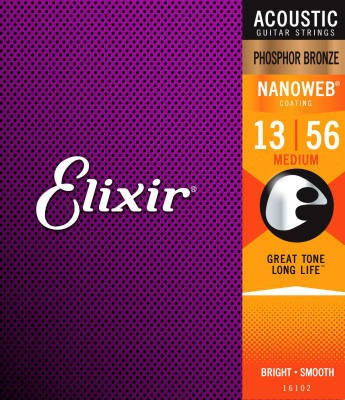 [11102] Elixir 11102-ELX Medium Acoustic 80/20 Bronze With Nanoweb Coating