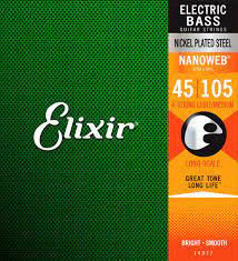 [14077] Elixir 14077 4-String Light / Medium, Longue échelle en acier plaqué nickelé électrique avec revêtem