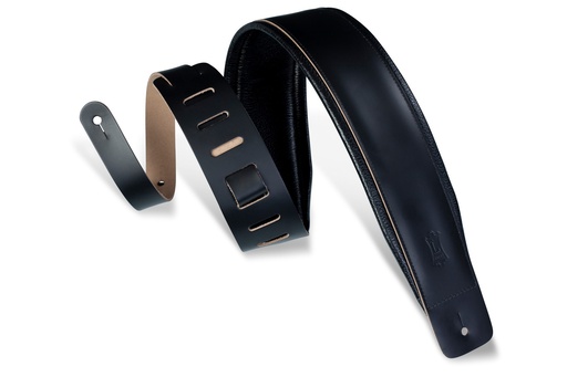 [DM1PD-BLK] Levy's 3" leather guitar strap with foam padding