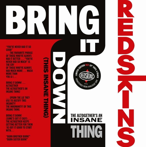 [LMS5521266] Redskins - Bring It Down (This Insane Thing) - MLP Vinyle